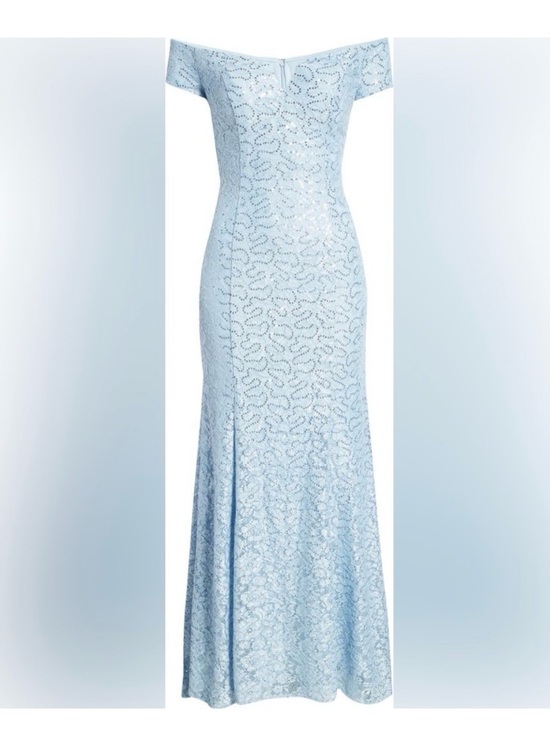 Vince Camuto Dresses & Skirts - Vince Camuto Light Blue Off-Shoulder Lace Gown NWOT